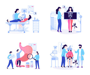 Oculist and ultra sound, x-ray and gastroenterology