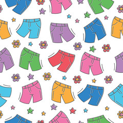 seamless pattern colorful shorts icon background logo vector illustration