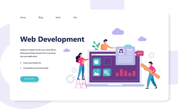Wev development banner design concept. People code