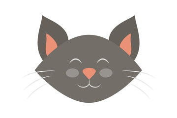 Fototapeta na wymiar Cat head. Cute and funny animal. Kitten smile, adorable pet