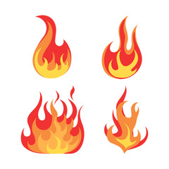 Set of red and orange fire flame.