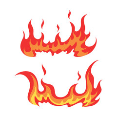 Set of red and orange fire flame.