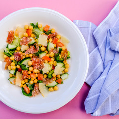 Fresh Healthy Salami Sausage Salad
