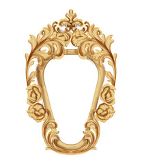 Baroque luxury golden frame Vector. Elegant mirror decor. Victorian ornaments rich framed