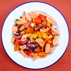 Healthy Salmon Fillet With Roasted Vegetables
