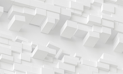 abstract white background, abstract wallpaper. 3d paper cube of irregular sizes and position, on white background. 3d illustration. illustrazione 3d di cubi di dimensioni irregolari