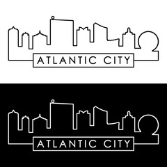 Atlantic city skyline. Linear style. Editable vector file. © greens87