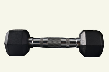 Metal dumbbell on white,sport equipment.