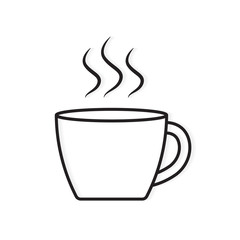 black outline of coffee cup icon- vector illustration