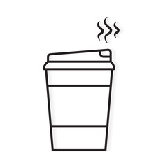 black outline of disposable, paper coffee cup icon- vector illustration