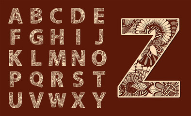 Initial monogram letters alphabet. Fancy floral alphabet letter