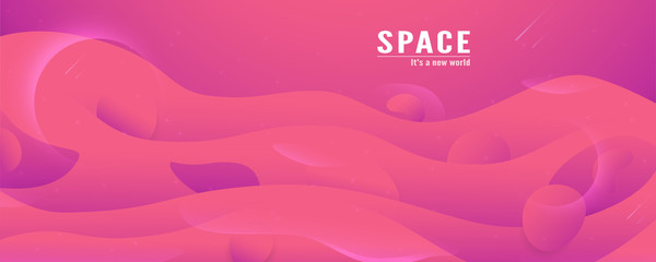 3D illustration template design in concept of space in the galaxy of the universe. Modern abstract gradient background in liquid and fluid style. Trend creation of the world.