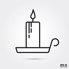 Halloween candle line icon vector illustration