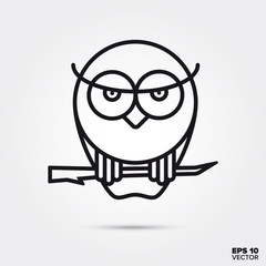 Halloween owl line icon vector illustration