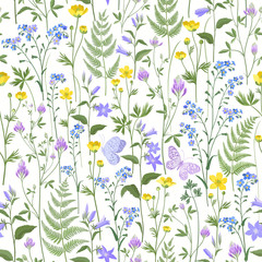 seamless floral pattern with summer flowers