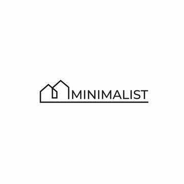 Minimalist real estate logo. Isolated in White background.