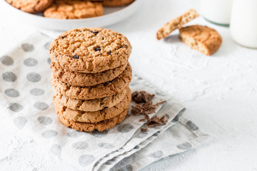 Classic oatmeal cookies with chocolate