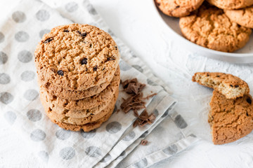 Classic oatmeal cookies with chocolate