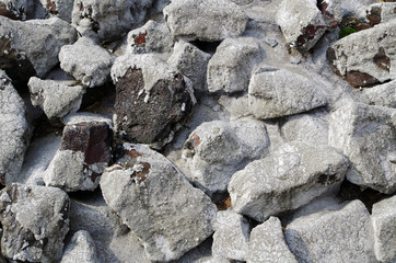 Cobblestones, partly fixed with concrete