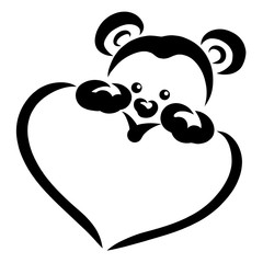 Little bear gives a big heart, black pattern