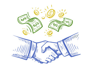 handshake of the two businessmen sketch