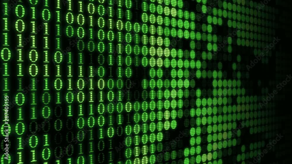 Aufkleber green numbers 0 and 1 digital machine code background blinking abstract computer