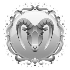 Capricorn zodiac sign with silver frame. Horoscope symbol.