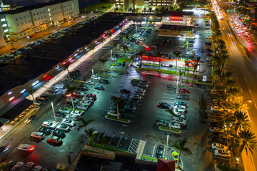 Aerial night photo RK Center shopping plaza Sunny Isles Beach FL