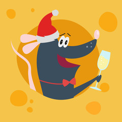 Cartoon cute rat, symbol of 2020 year.
