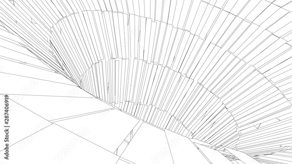 Poster tunnel or wormhole. digital 3d wireframe tunnel. 3d tunnel grid. network cyber technology. surrealis