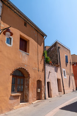 houses in historic ocher village Roussillon red village of Provence