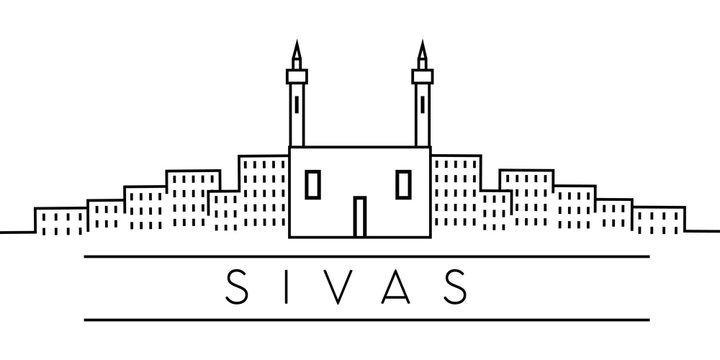 Sivas city outline icon. Elements of Turkey cities illustration icons. Signs, symbols can be used for web, logo, mobile app, UI, UX