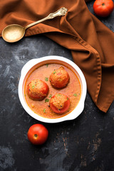 Tomato Salan or Tamatar sabzi or curry. Main course recipe from India. served in a bowl. selective focus