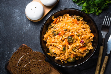Cabbage stew with rice and vegetables.