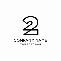 number 2 mono line logo. technology and digital concept. infinity, architecture, design -vector