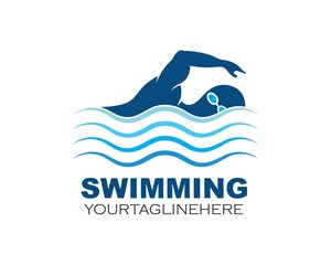 swimming icon logo vector illustration design
