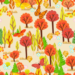 funny seamless texture with autumn forest for your design