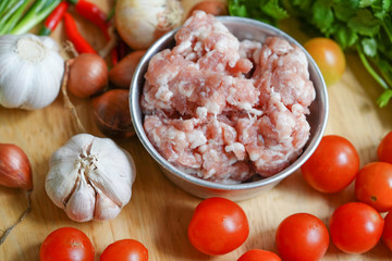 raw meat with vegetables