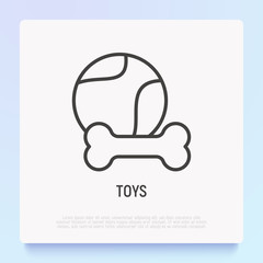 Dog toys thin line icon: ball and bone. Modern vector illustration for pet shop.
