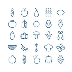 Set of modern vector line fruits and vegetables icons for web design - 287411752