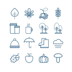 Set of  modern vector line autumn icons for web design and decoration - 287411923
