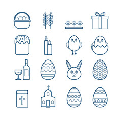 Collection of modern vector line easter icons for web design - 287411940