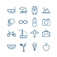 Set of modern vector line summer icons for web design - 287411974