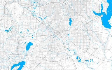 Rich detailed vector map of Dallas, Texas, U.S.A.