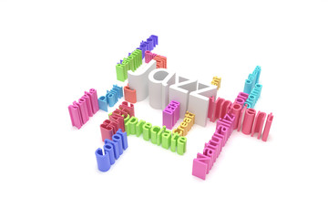 Jazz, creative, education keyword words cloud. For graphic design, texture or background. 3D rendering.