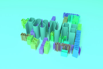 Posture, creative, education keyword words cloud. For graphic design, texture or background. 3D rendering.