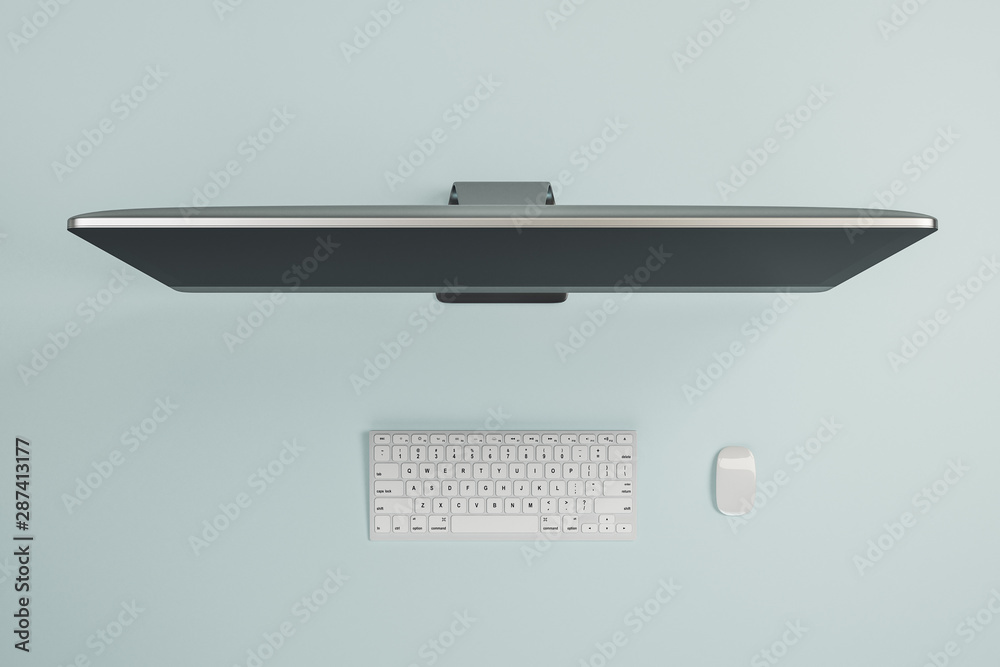 Poster Topview of empty computer monitor