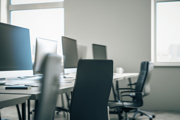 Clean grey coworking office