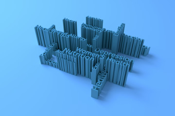 Health or lifestyle keyword words cloud. For graphic design, texture or background.