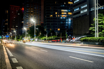 Fototapeta premium abstract image of blur motion of cars on the city road at night